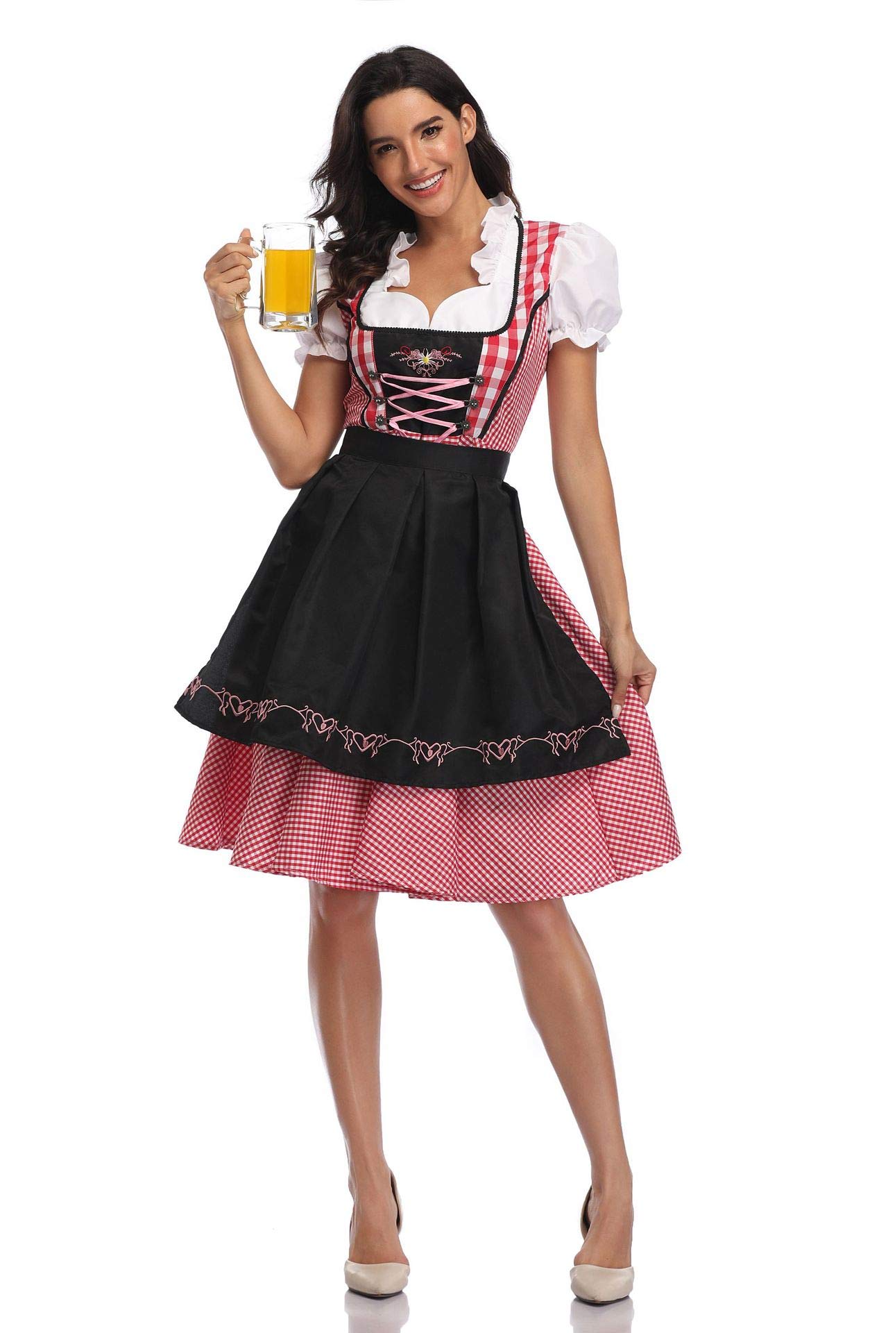 MoKid Ssdwer Bavarian Dirndl Dress Women Oktoberfest Beer Festival Halloween Outfit (Black, XL)