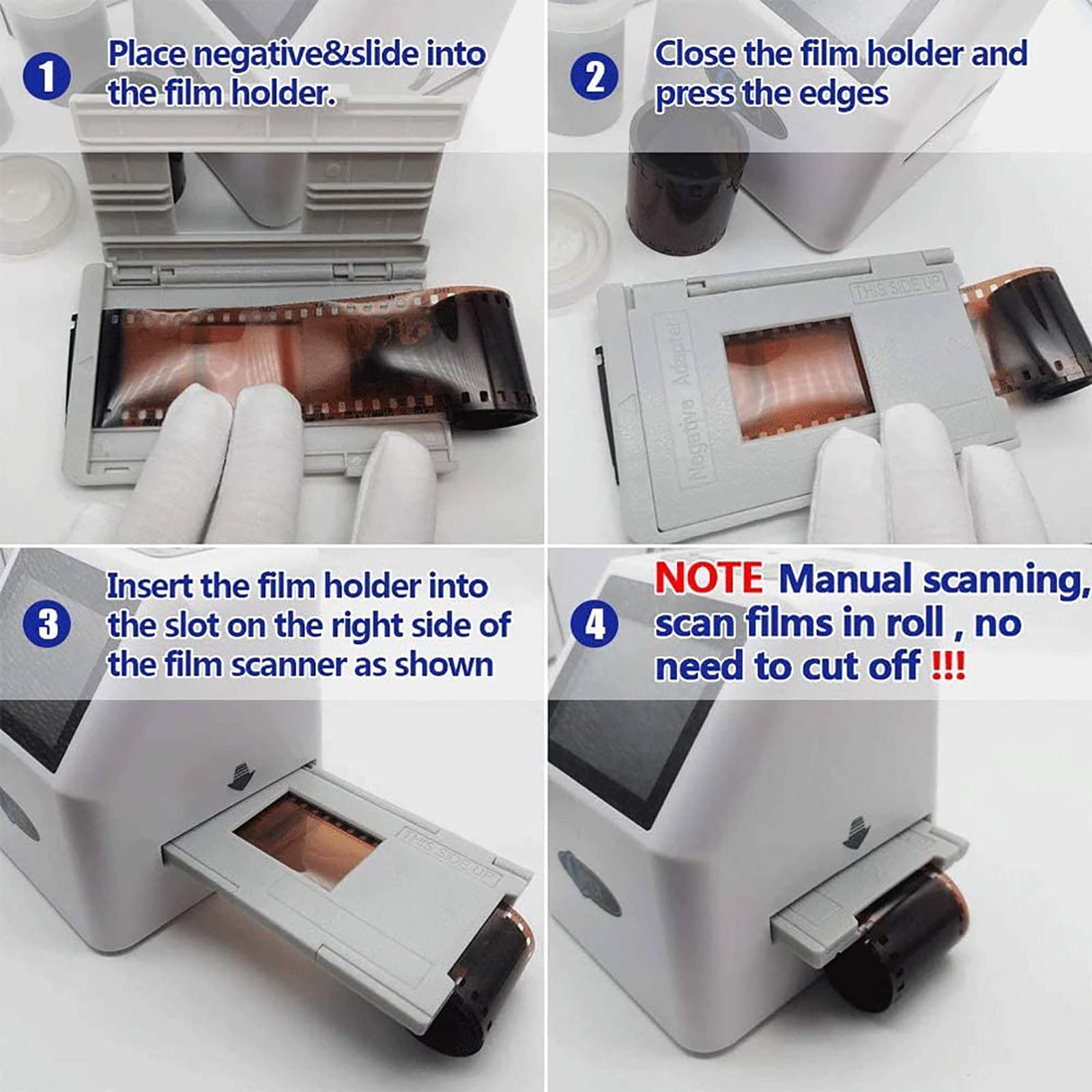 Scanner per pellicole Negative, Scanner per 8 Foto Negative, Scanner per Diapositive da 35 mm, convertitore Digitale per pellicole, LCD da 2,4" ad Alta risoluzione da 22 MP