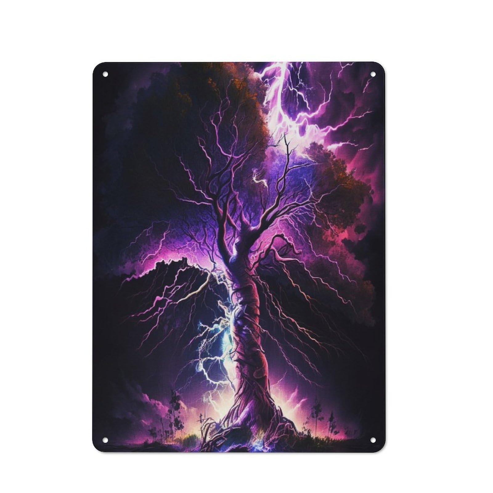 Junmoney Abstract Lightning Strike Printed Metal Sign 40X30cm For Living Room Or Hallway, For Home Wall Decor Collectors