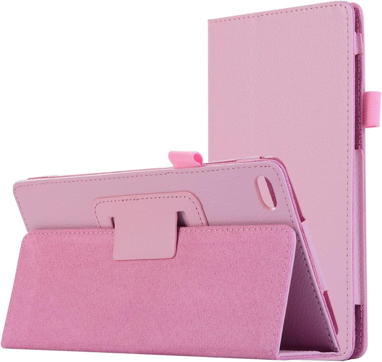 Tablet covers القضية الكمبيوتر اللوحي من نسيج لينوفو 730 4F / 7504F. ضئيلة للطي حامل فوليو حامي صدمات الغطاء الخلفي مع حامل Protective Cover Case Skin (Color : Pink)
