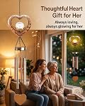 Nacome Heart Wind Chimes Outdoor Indoor:Unique Birthday Gifts for Women Mom Grandma - Outside Decoration Lights for Garden Yard Patio Porch