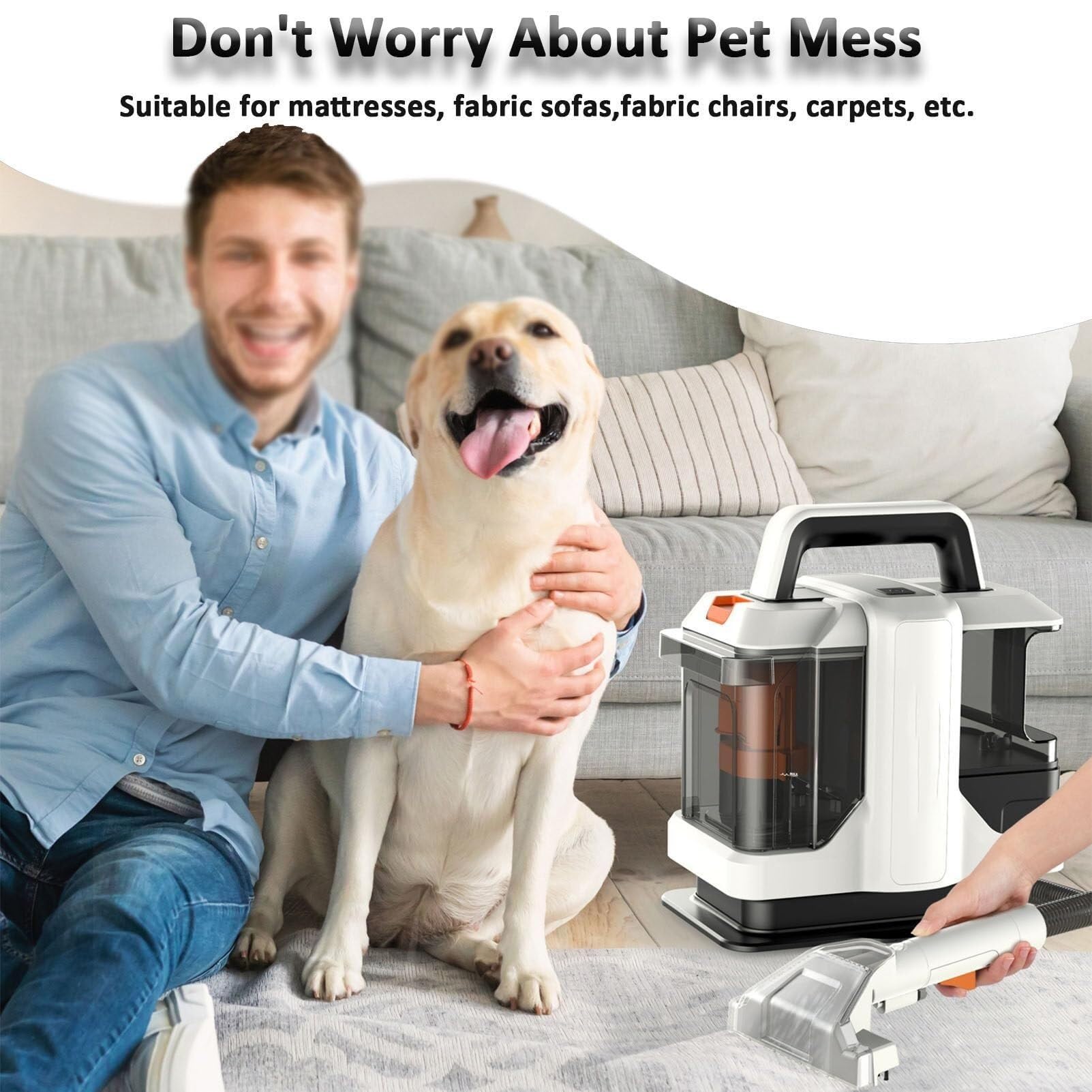 Carpet Stain Cleaner, Handheld Sofa Stain Cleaner, Wet Cleaning Machine, Vacuum Portable Compact Cleaning Machine,Cleaning Tool for Pets, Home Carpets, Sofas, car Seats