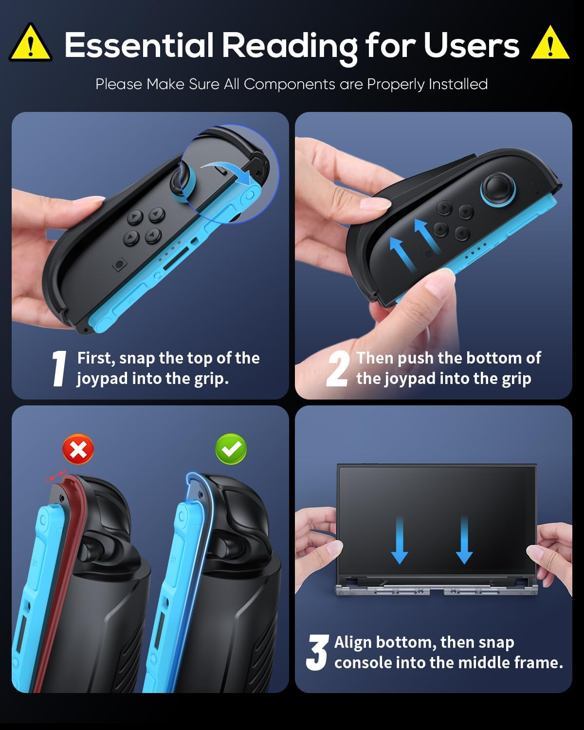 FASTSNAIL Switch 2 Protective Case, Protective Cover with Dockable TPU Middle Frame, Non-Slip Ergonomic Grip for Joycon 2, Comfortable Handheld Shell Case for Switch 2 Accessories for Wii Skins 3 7108gF2 PmL. AC SL1500