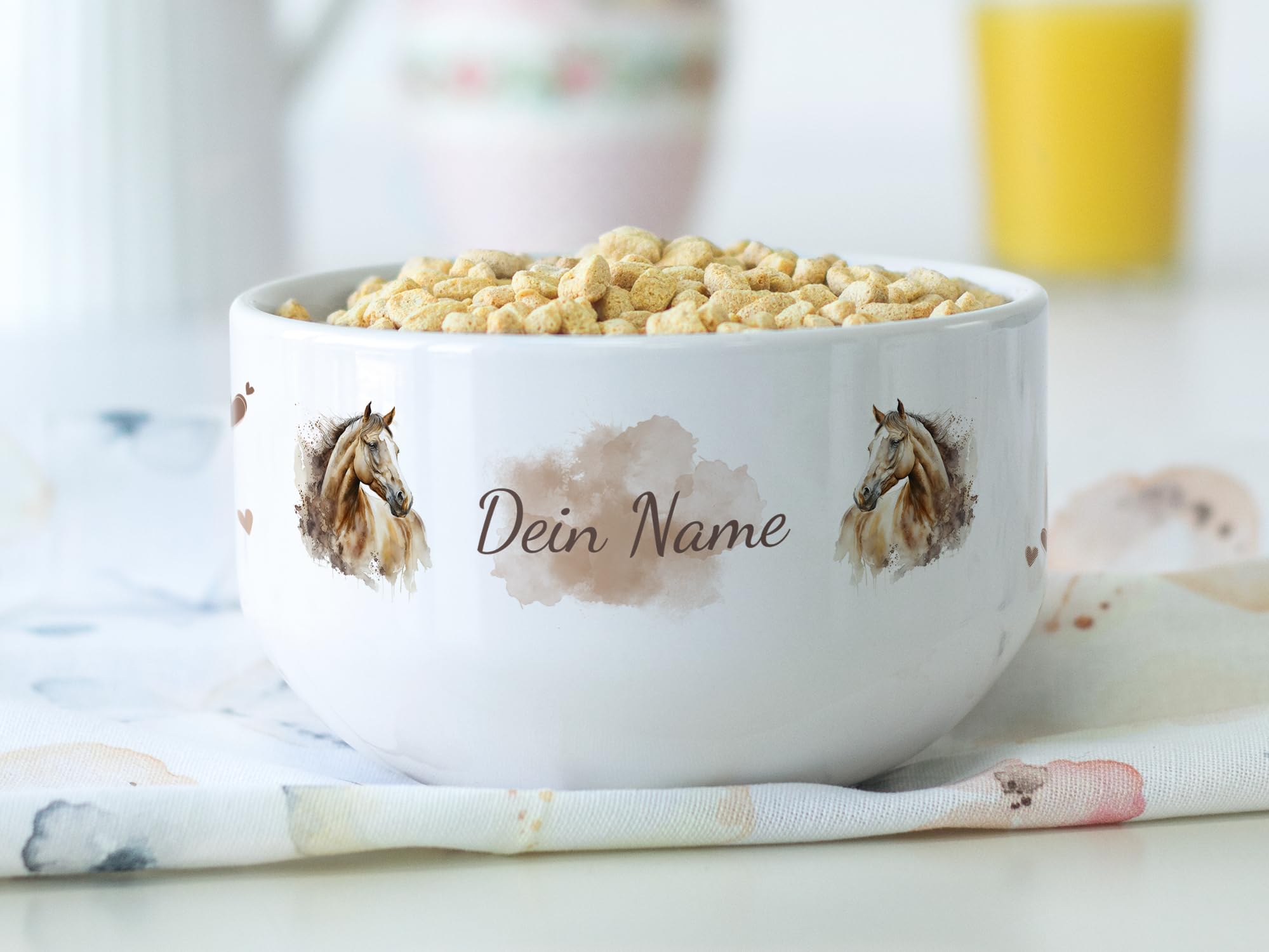 Personalisiertes Frühstücksset - Müslischale & Tasse Mit Namen & Blumen