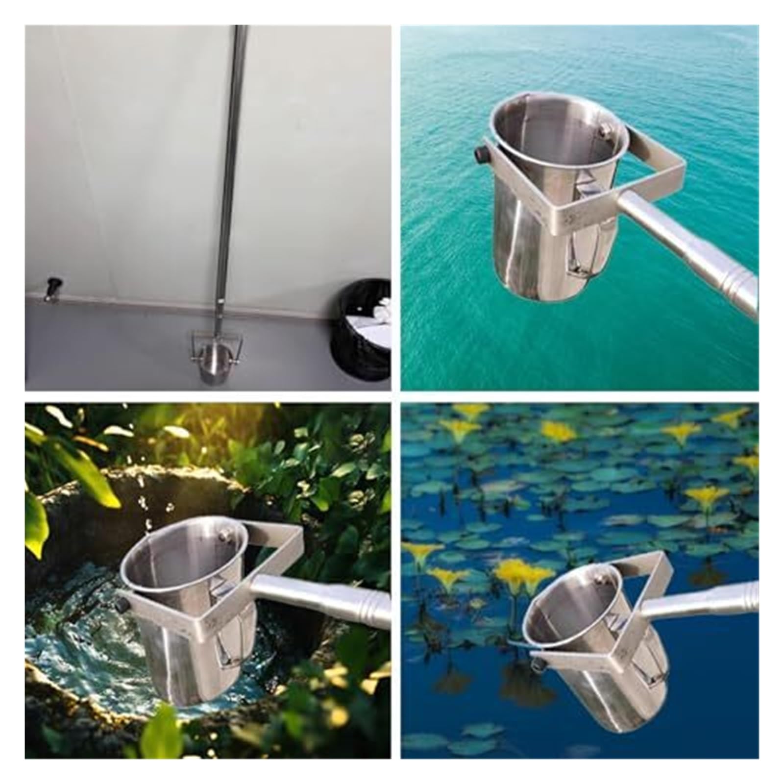Kit campionatore d'acqua – Asta telescopica in acciaio inox con tazza girevole per laghi, fiumi, piscine – strumento di test lunghezza regolabile, capacità 500 ml o 1000 ml