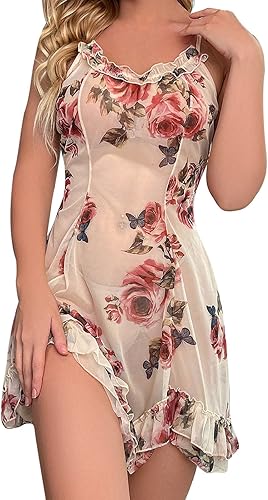 Miniatura 3 de Zzalalana Vestido de lencería floral para mujer sexo travieso transparente camisón lencería exótica disfraz de hada