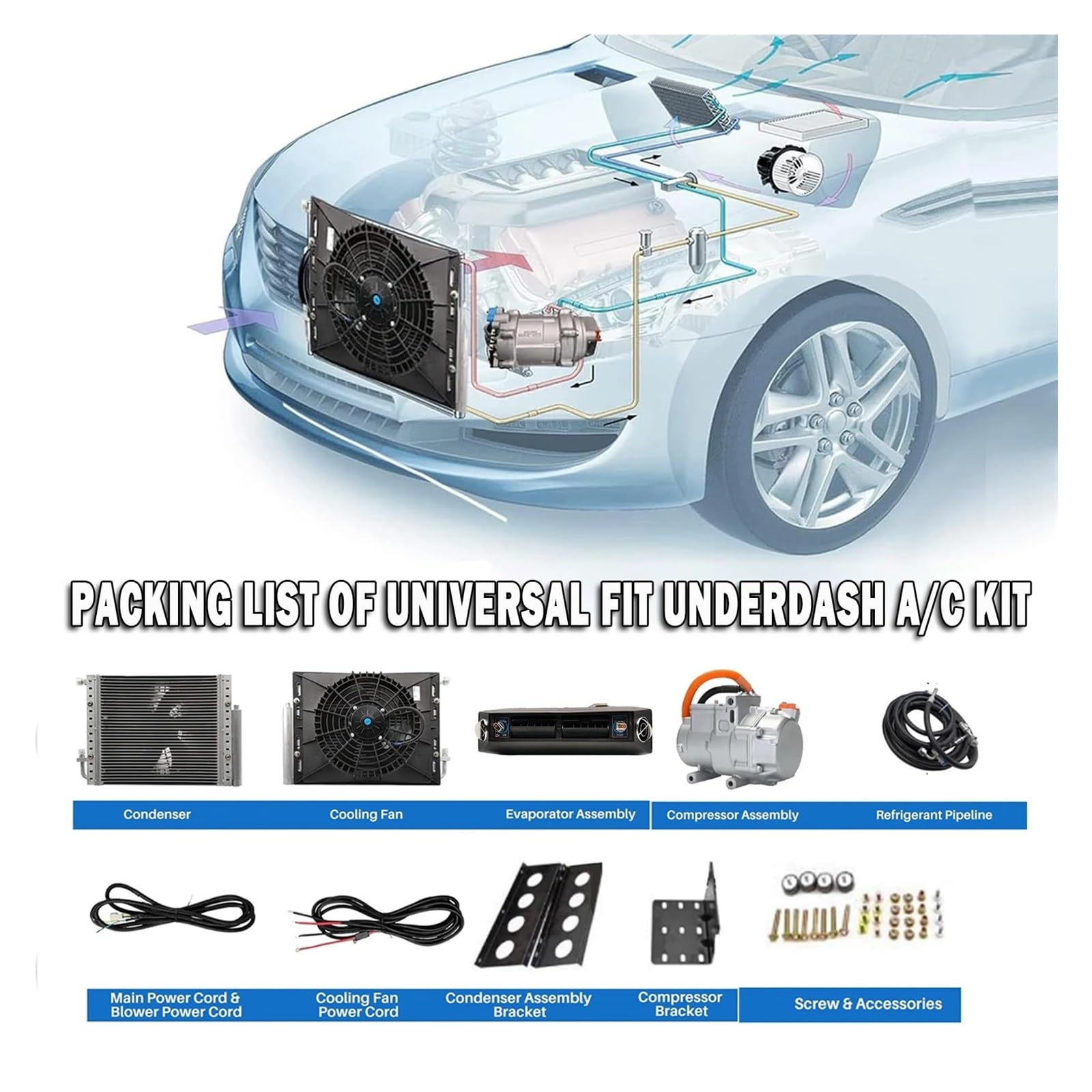 12V 10500BTU Klimatyzator z chłodzeniem i ogrzewaniem pod deską rozdzielczą, zestaw klimatyzatorów elektrycznych do kabiny ciężarówki autobusu Wentylacja rozpraszająca ciepło