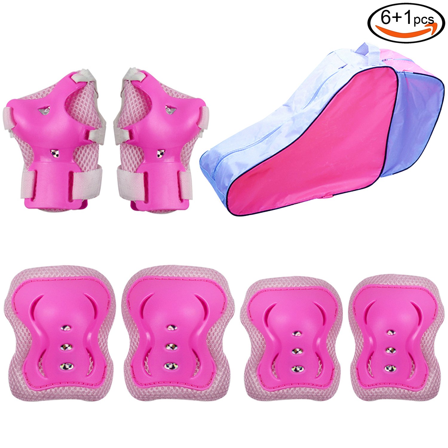 Kid Knee Elbow Wrist Protective Pads with Skate Bag for Skating