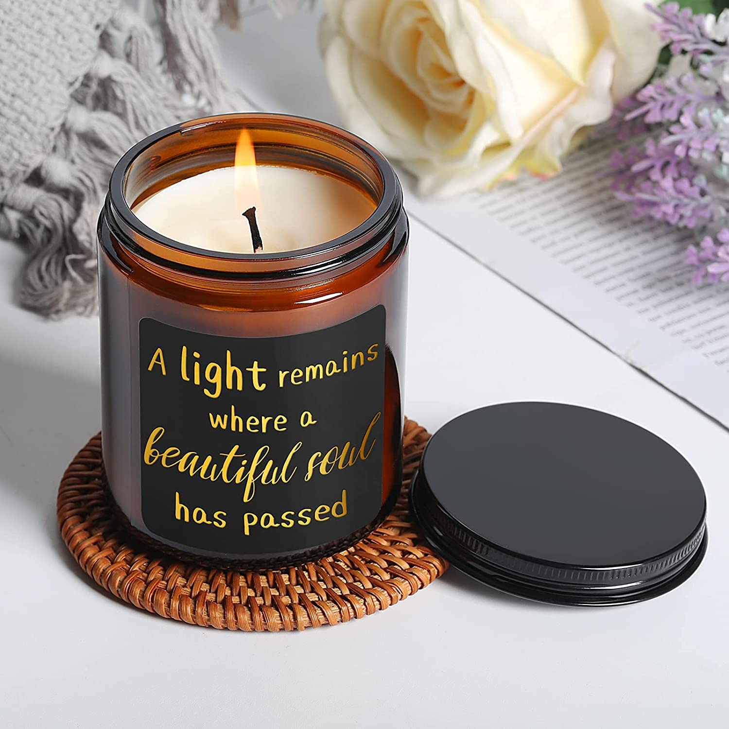 UI Intros Sympathy Gift,Sympathy Candle - Lavender Scented Candles- Memorial Gifts -Remembrance Gifts -Sorry For Your Loss Gifts, Condolence Gifts For Loss Of Mother, Father, Papa , Loved One(Soy Wax)