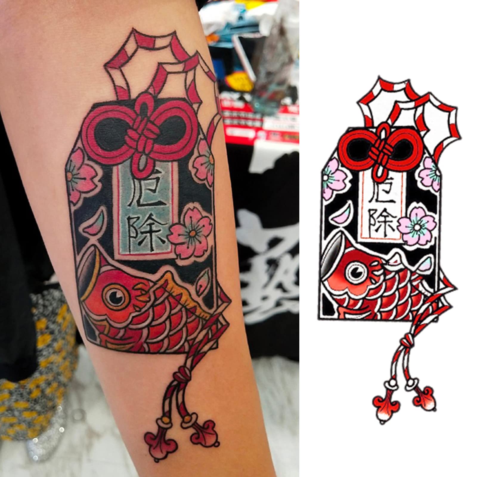 Amazon.com: PUSNMI Japanese Temporary Tattoos Kit for Women Fox Mask Cherry  Blossoms Traditional Tattoo Stickers Dharma Guardian of Doom Classic  Temporary Tattoo Realistic Long Lasting Temporary Tattoos : Everything Else