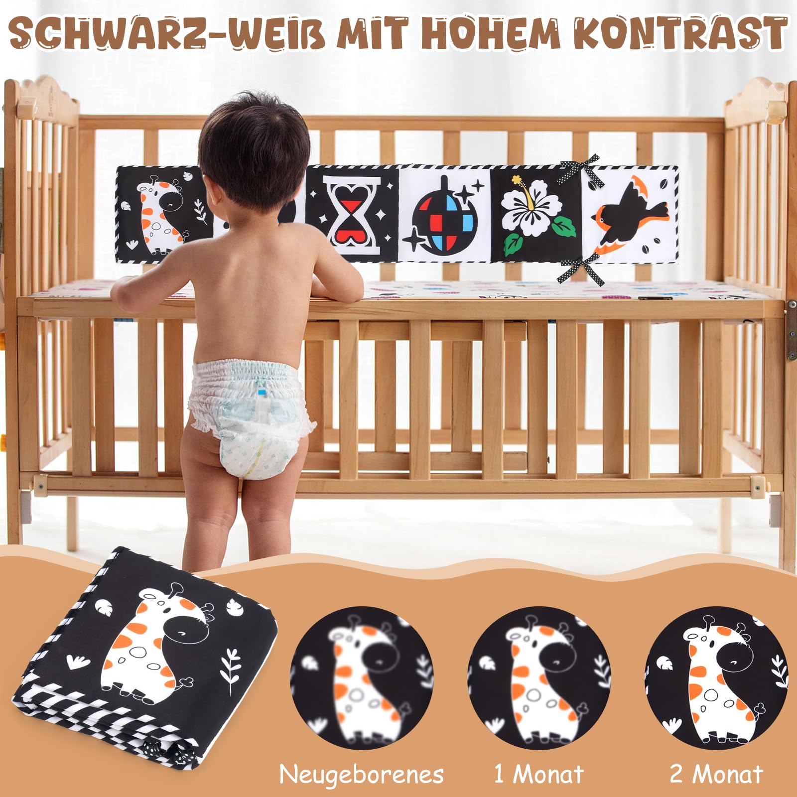 Neugeborenen Geschenk, Baby Geschenkset für Jungen/Mädchen, Sensorisches Buch, Babydecke, Wickelsocken, Rassel, Lätzchen, Meilensteinkarten, Baby Geburt Geschenk, Babyparty