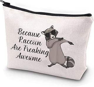 JYTAPP Raccoon Lover Gifts Raccoon Animal Cosmetic Bag Because Raccoon are Freaking Awesome Travel Bag Makeup Zipper Pouch Raccoon Gifts
