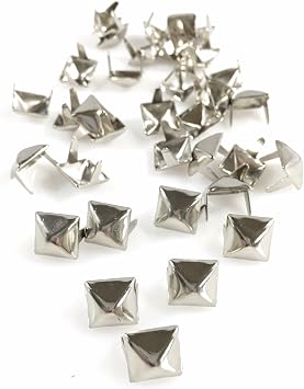 Dangerous Threads Nailheads Spots Studs 2 Prong 3/8" Square Pyramid Studs - Various Colors - 100 Pcs Nickel