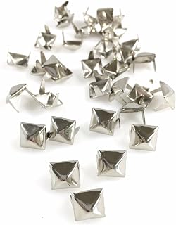 Dangerous Threads Nailheads Spots Studs 2 Prong 3/8" Square Pyramid Studs - Various Colors - 100 Pcs (Nickel)