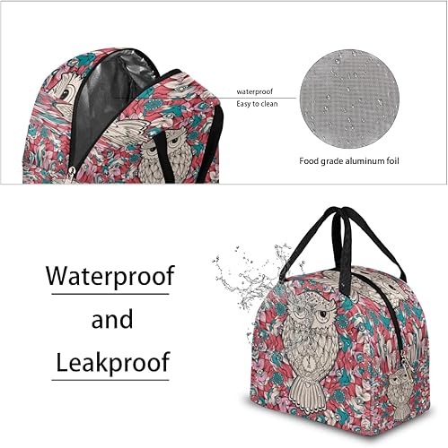 Miniatura 4 de Decorative Pattern Lunch Bag Insulated Lunch Box for Men Women Lunch Tote Bag Leakproof Meal Prep Bag Cute Lunchbag Lunchbox Owl Art Lunch Bags for