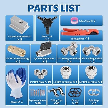 3/4 x 200FT Shop Air Line Kit, 186PCS Compressed Air Piping Kit