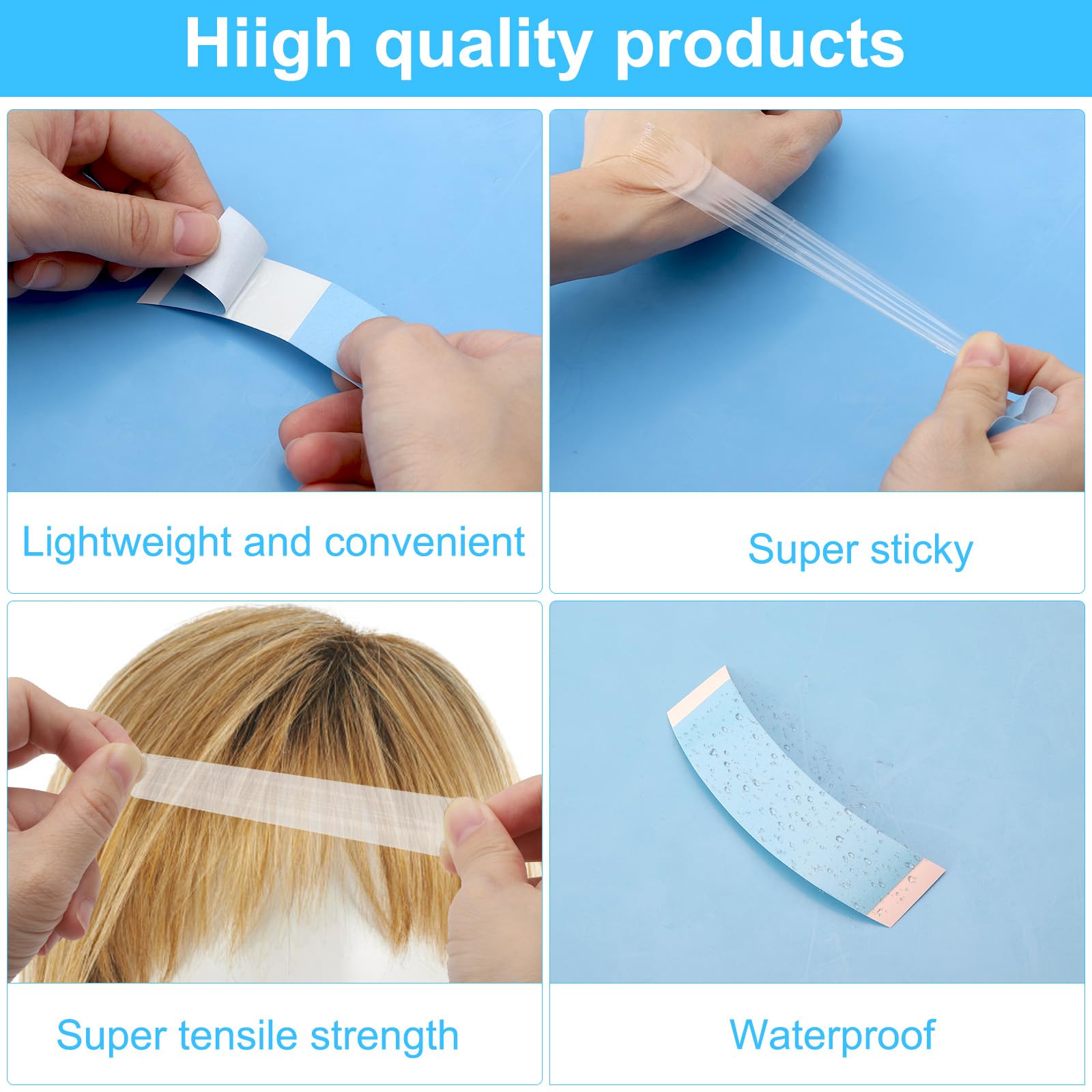 60 unidades de pegamento para prótesis de cabello, impermeable, invisible, cinta adhesiva de doble cara para pelucas, cinta frontal de encaje, adhesivos para pelucas para cabello Toupet