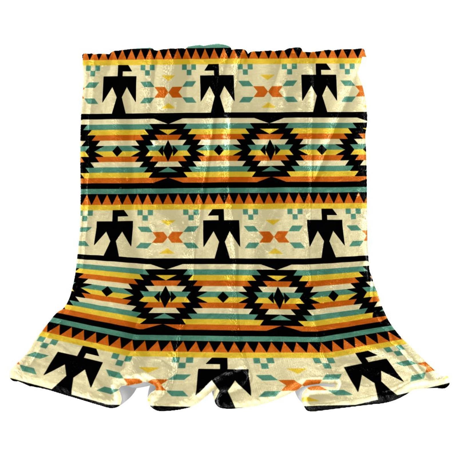 Couverture microfibre douce anti-froid plaid polaire tribal 150x200cm pour grand canapé
