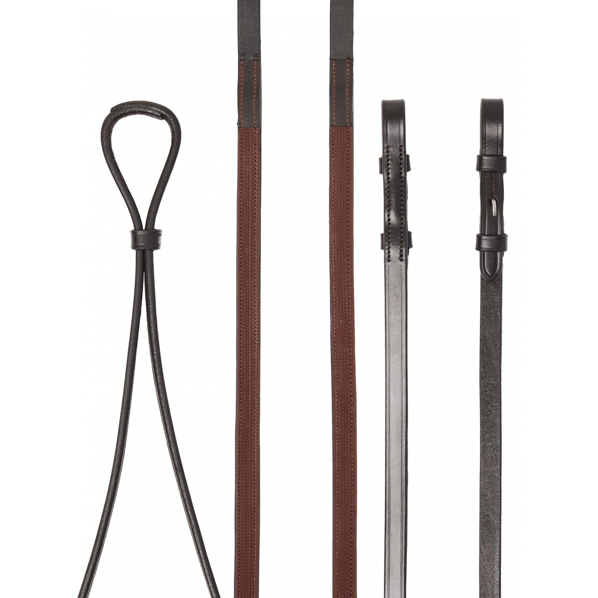 LeMieux Hunter Half Lined Curb Rein - Havana/Silver Cob