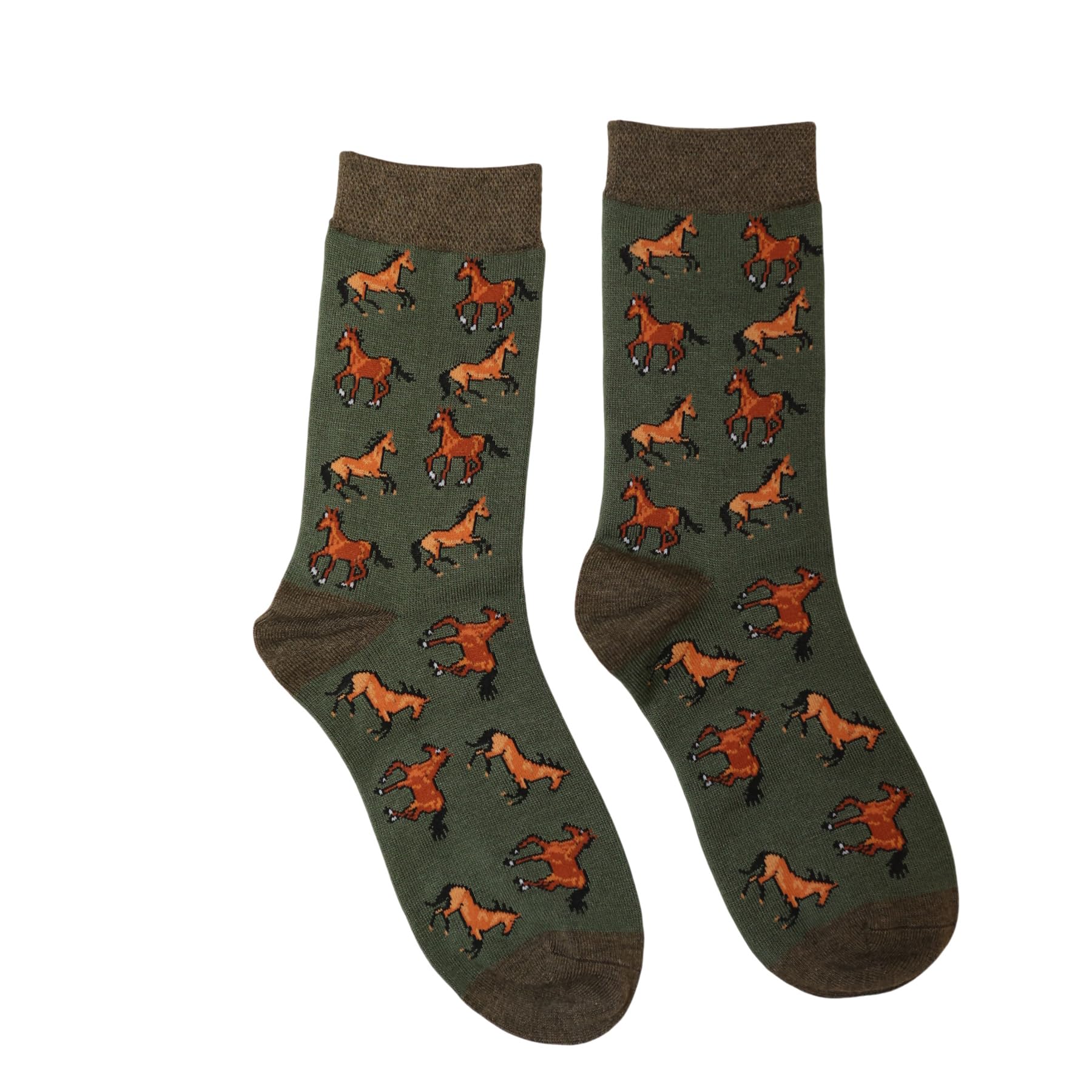 Jess & Lou Breathable & Confortable Bamboo Ladies socks UK4-7 (Green Happy Horse)