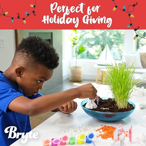 Miniatura 2 de Bryte Kit de terrario de dinosaurio iluminado para niños, hábitat de dinosaurios con plantas reales, figuras, volcán y luces LED, kit de ciencia de