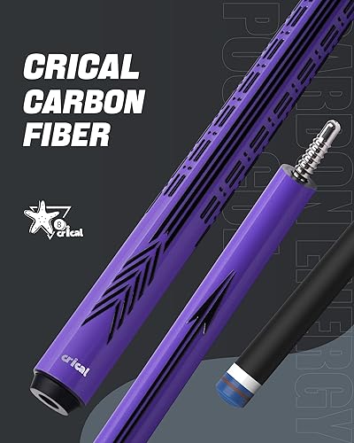 Miniatura 9 de CRICAL Taco de Billar de Fibra de Carbono  Taco de billar profesional de baja desviación de 58 pulgadas con eje cónico profesional, agarre 3D sin