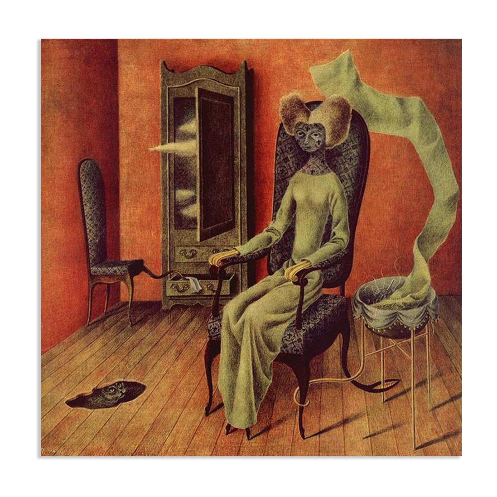 MYCGGDGH Remedios Varo Canvas Wall Art Reproductions of Famous Paintings Mimicry Posters Remedios Varo Print Wall Decor for Living Room Bedroom Home Decor 30x30cm(12x12in) Frameless
