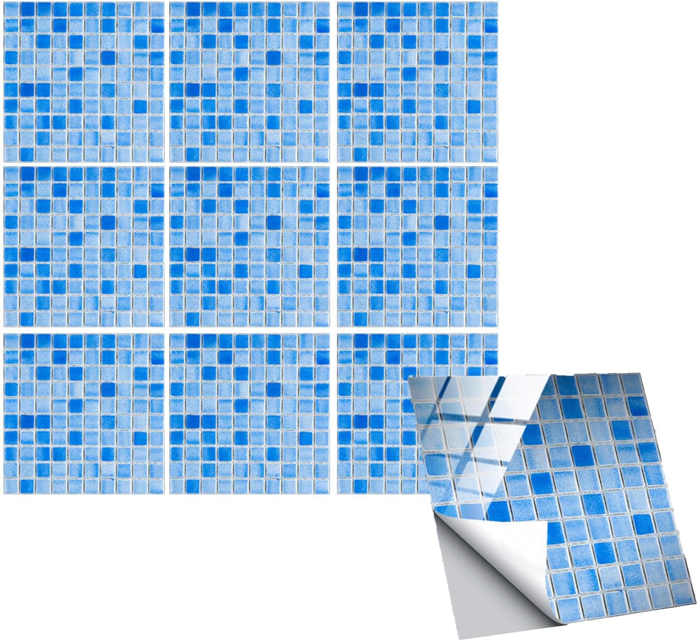 Azonee 10-Sheet Peel and Stick Tile for Kitchen and Bathroom, , Imitation ceramic tile sticker, PVC Wallpaper for Kitchen Backsplash, 3D Self Adhesive Tiles for Bathroom Decorate