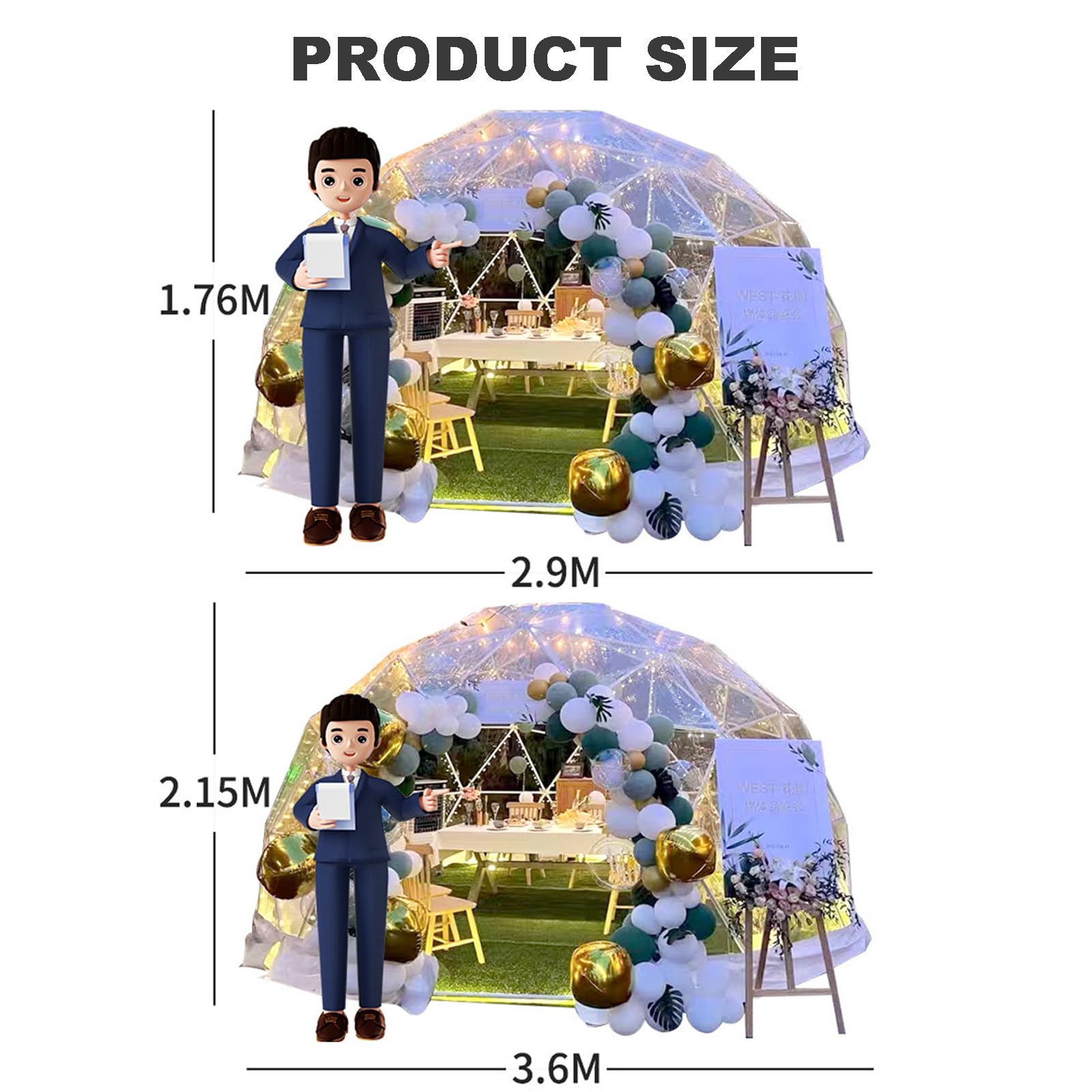 Casa domo de jardín con cubierta de TPU, tienda de campaña impermeable al aire libre, tienda de campaña iglú instantánea, cúpula de casa de burbujas con puerta y ventana