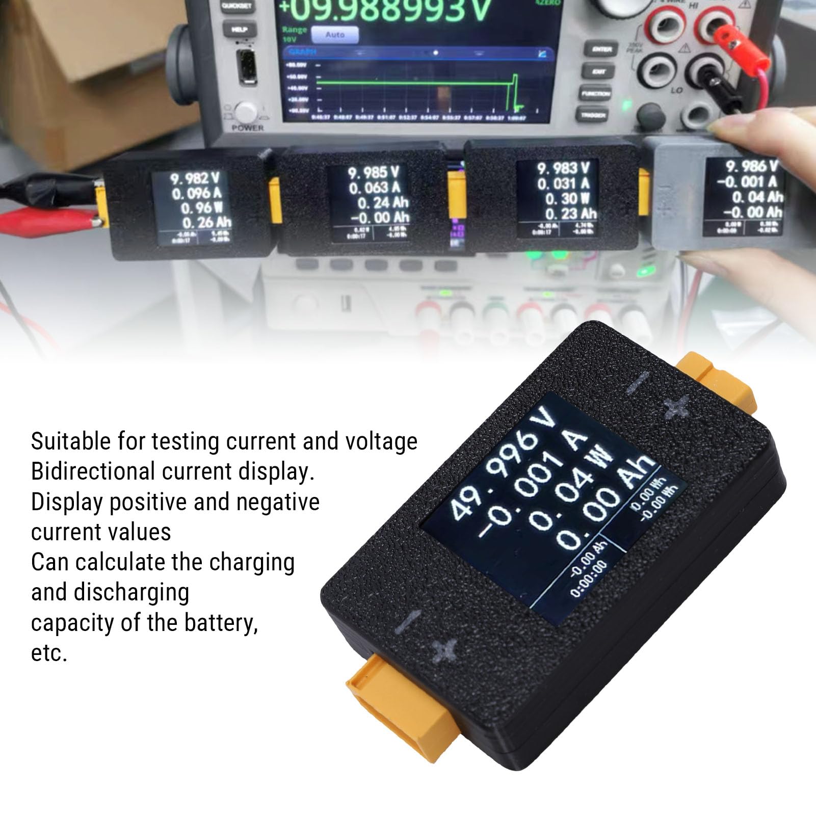 Denash 8-150V 25A Digital Power Meter RC Batteriekapazitätstester Spannung für LIPO Batterie Flugzeugmodell XT60 Schnittstelle mit Echtzeitüberwachung, Bidirektionale Messung DC