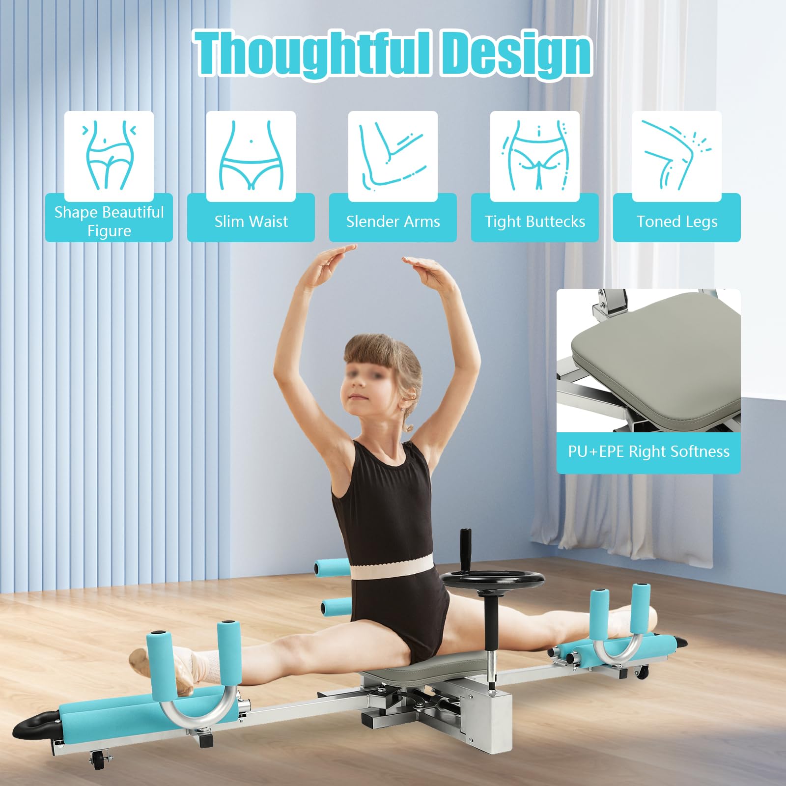 Fenjidrop Leg Stretcher, 330LBS Splits Machine for Flexibility Kids Adults, Heavy Duty Steel Frame Stretching Equipment for Home Gym Split Machine Training Fitness