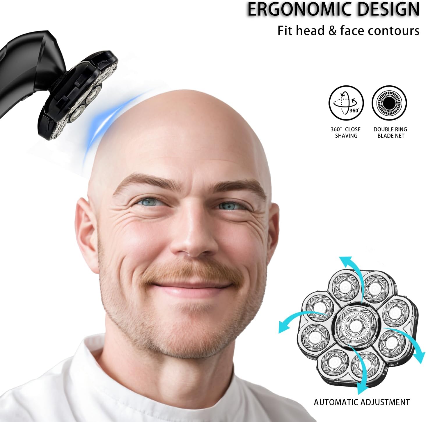 Head Shaver Replacement Heads,Head Shaver Replacement Blades, Head Shavers for Bald Men,Head shavers for Men, Stainless Steel Rotary Blades for Electric Head Razor (silver9) - Image 4