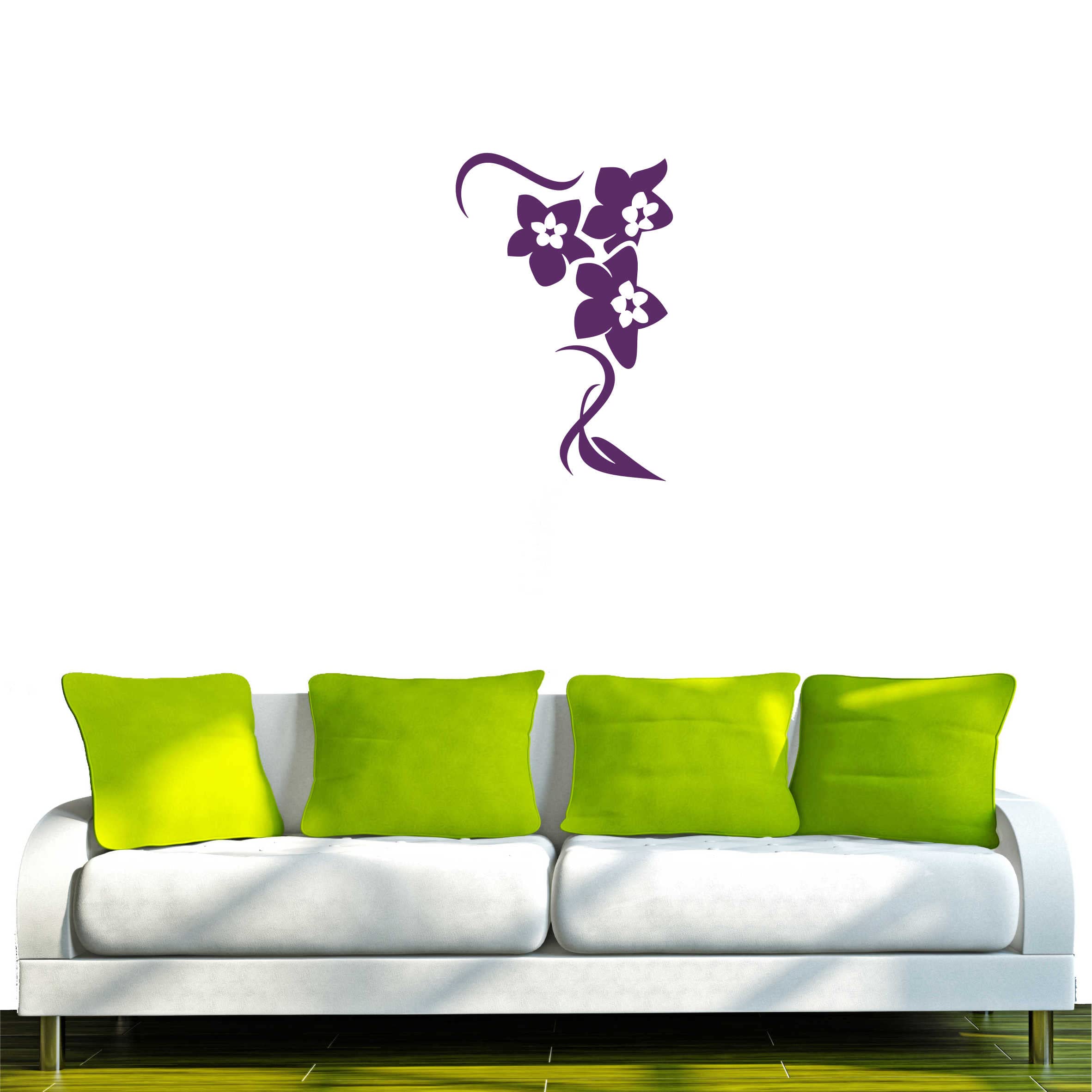 INDIGOS UG - Decalcomanie da muro - adesivi da parete - Murale - F333 con fiori e foglie, 160 x 106 cm - Viola - Decorazione per soggiorno, camera dei bambini, ufficio, scuola