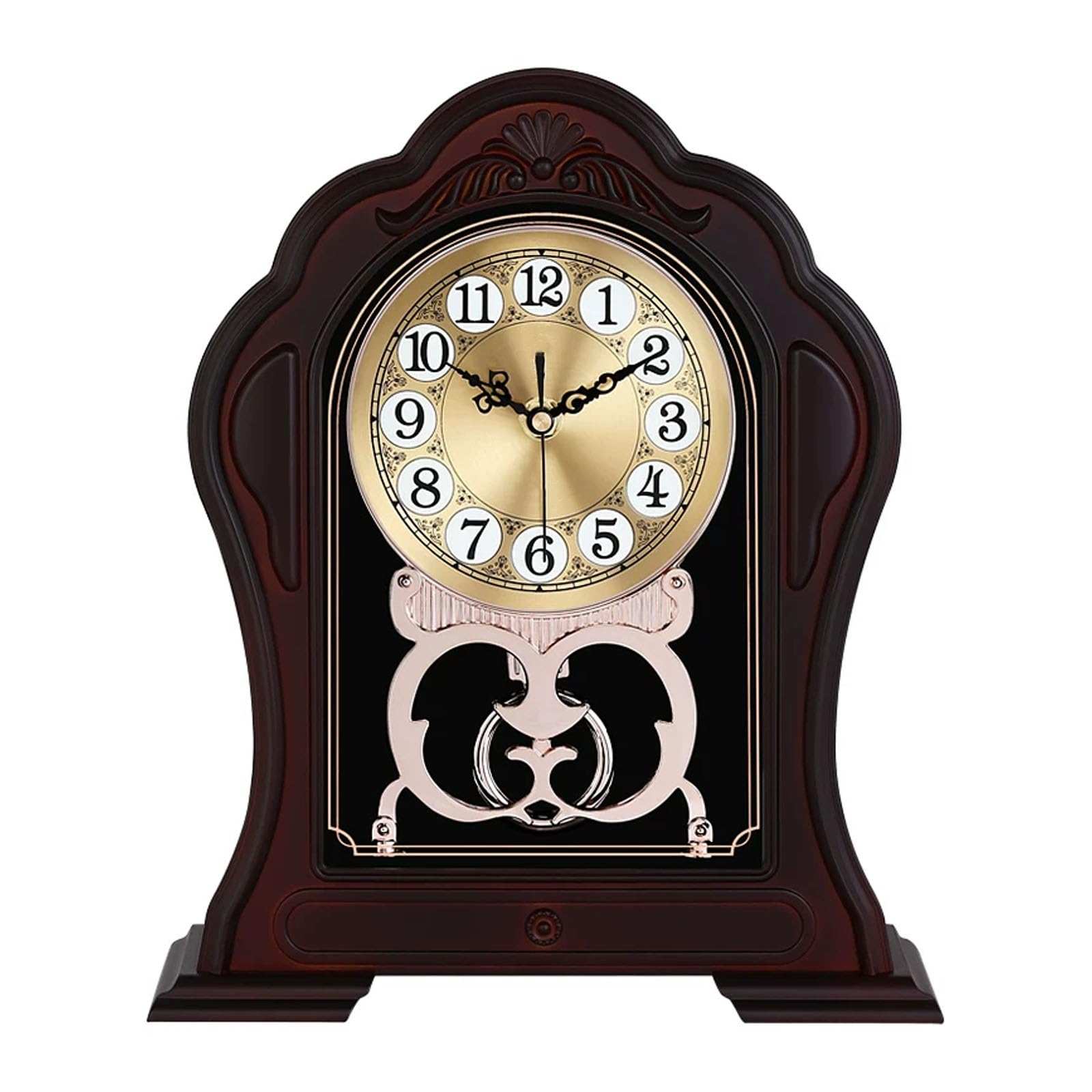 Mantel Clocks for Living Room, Pendulum Table Clock Battery Operated, Vintage Decorative Fireplace Clock For Living Room Home Office Decor(Brown)