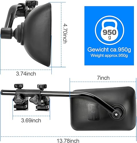 Miniatura 6 de SUPAREE Extensores universales de espejo de remolque ajustables de 360°, extensores de soporte de hierro resistente para enganche de remolque,