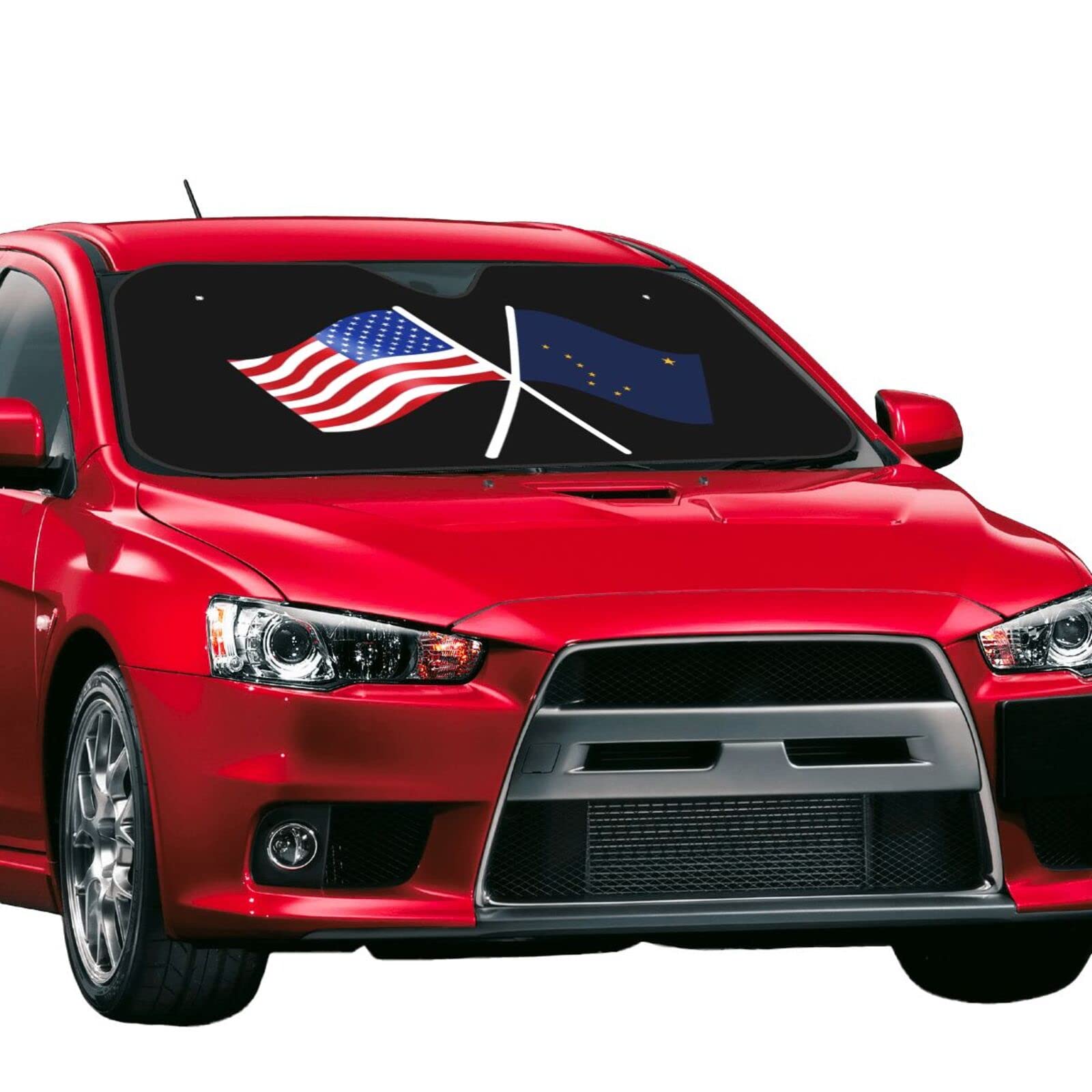 Windshield Sun Shade for Car Durable Bubble Aluminum Film Material American and Alaska Flag Car Sun Visor
