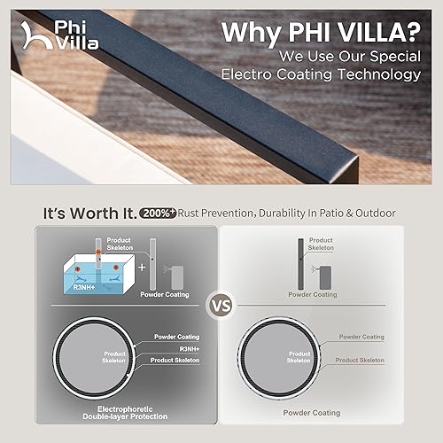 Miniatura 8 de PHI VILLA Juego de muebles de mimbre de patio para 4, sofá biplaza y sillas de ratán marrón con cojines beige y mesa de centro de madera de acacia,