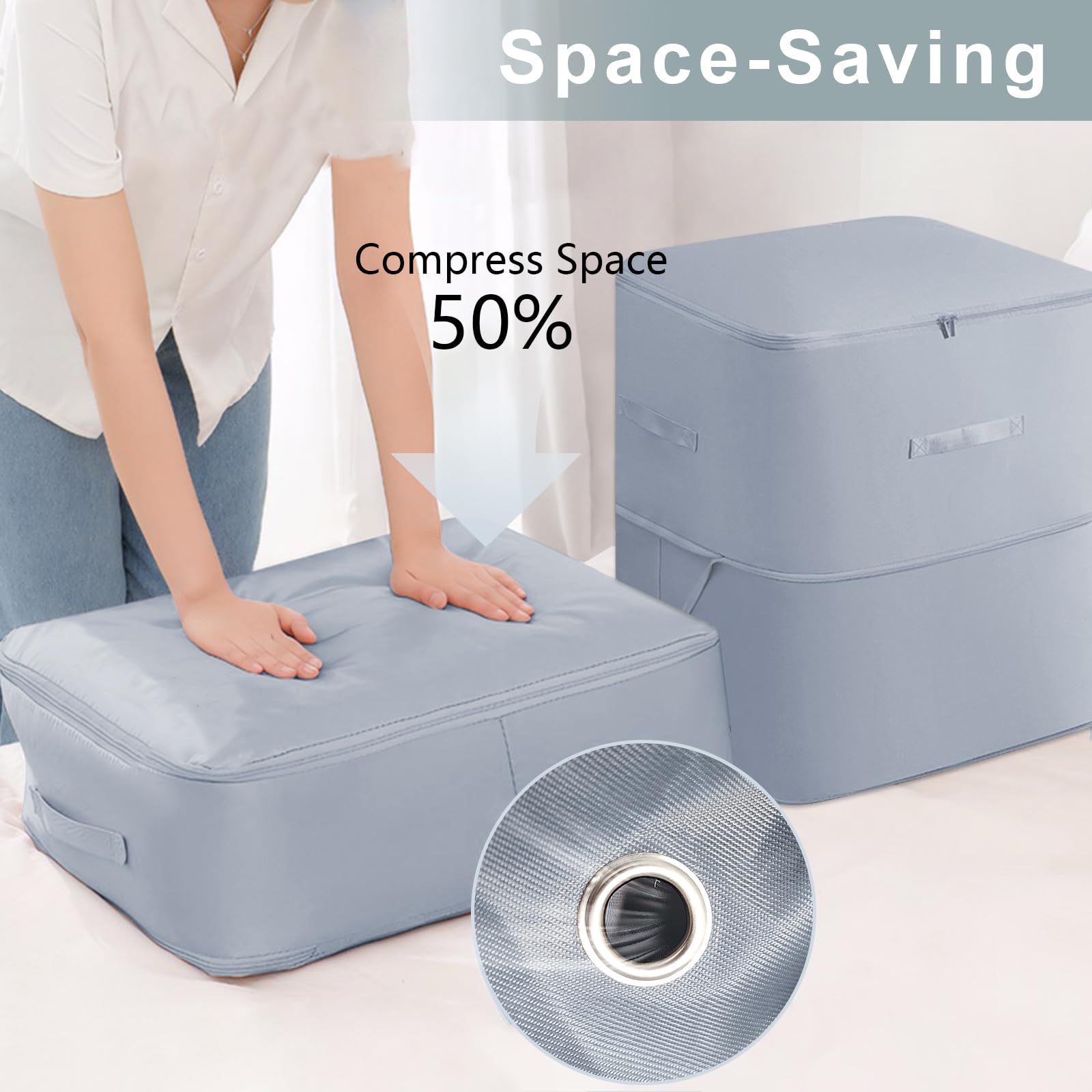 1 x organizer samokompresujący, torba do przechowywania kołder z zamkiem błyskawicznym, torba kompresyjna, kolor szary, ultra Space Saving Self Compression Organizer Bag (54 x 42 x 60 cm)