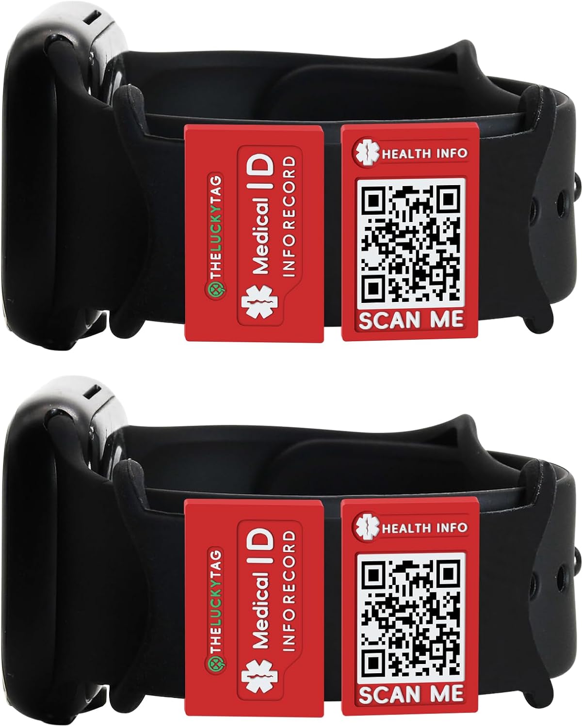 Medical Alert ID Tag for Watch Band Engraved QR Code Watch Safety Plate, Fitness Runners ID tag for Sport Smartwatch - More Space Custom Emergency Medical Info-Without Watchband