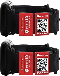 Medical Alert ID Tag for Watch Band Engraved QR Code Watch Safety Plate, Fitness Runners ID tag for Sport Smartwatch - More Space Custom Emergency Medical Info-Without Watchband