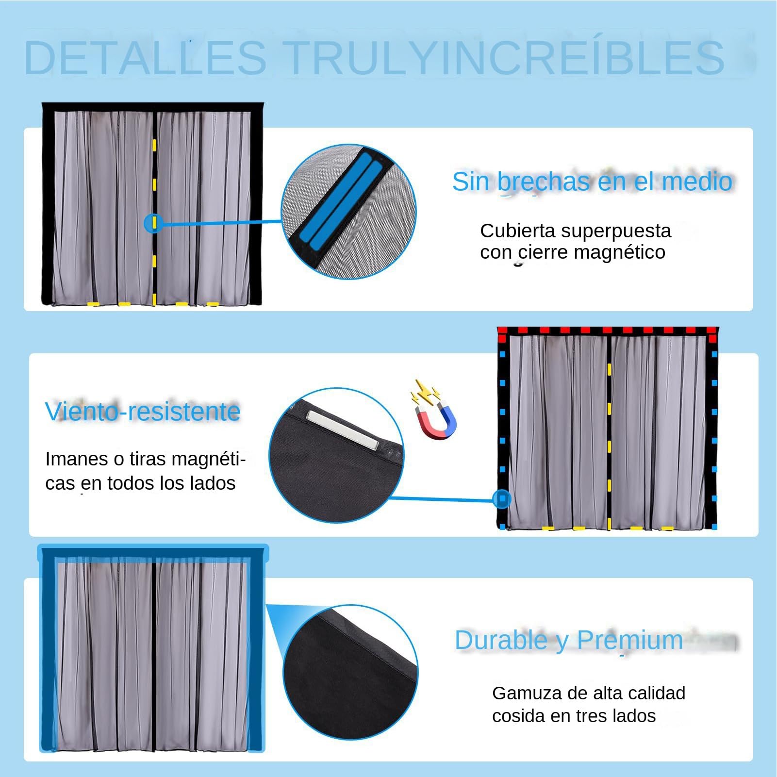 Moustiquaire Magnétique Pour Porte De Camping-Car Filet Magnétique 150x110