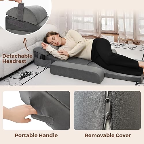 Miniatura 7 de Vekkia Adjustable Wedge Pillow with Armrests and Headrest  2-in-1 Zoned Firmness Solid Foam Bed Wedge for Sleeping, Sleeping Comfort  Removable
