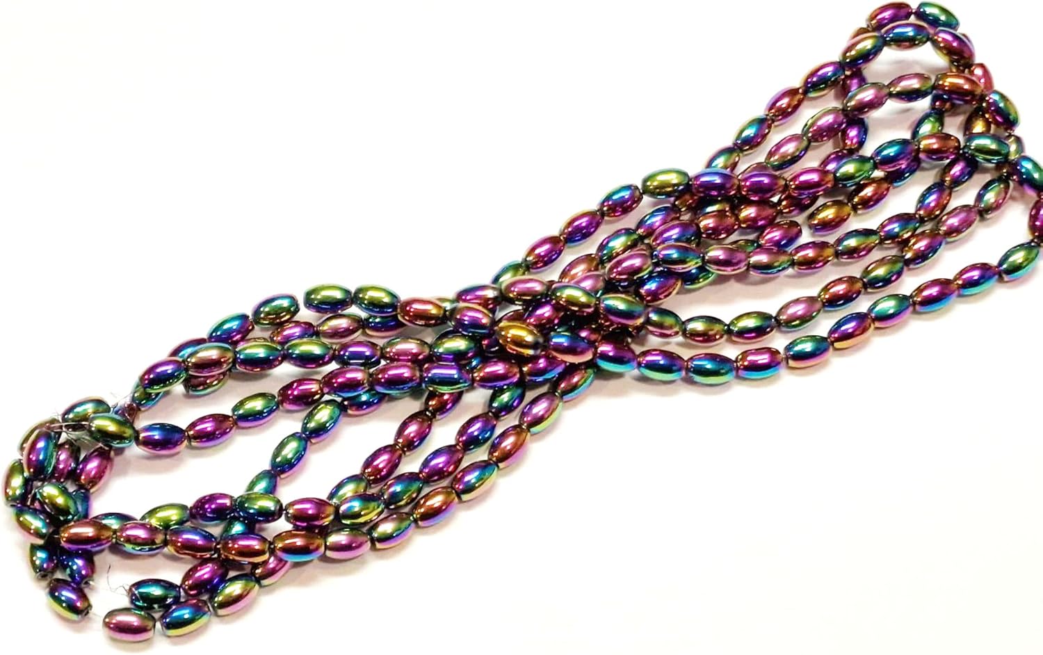 Perlin Hematite Rainbow Beads Hematite Oval 8 mm Non-Magnetic Rainbow Gemstones 1 Strand for Jewellery Making Bracelet Necklace Earrings DIY Crafts Accessories - Image 5