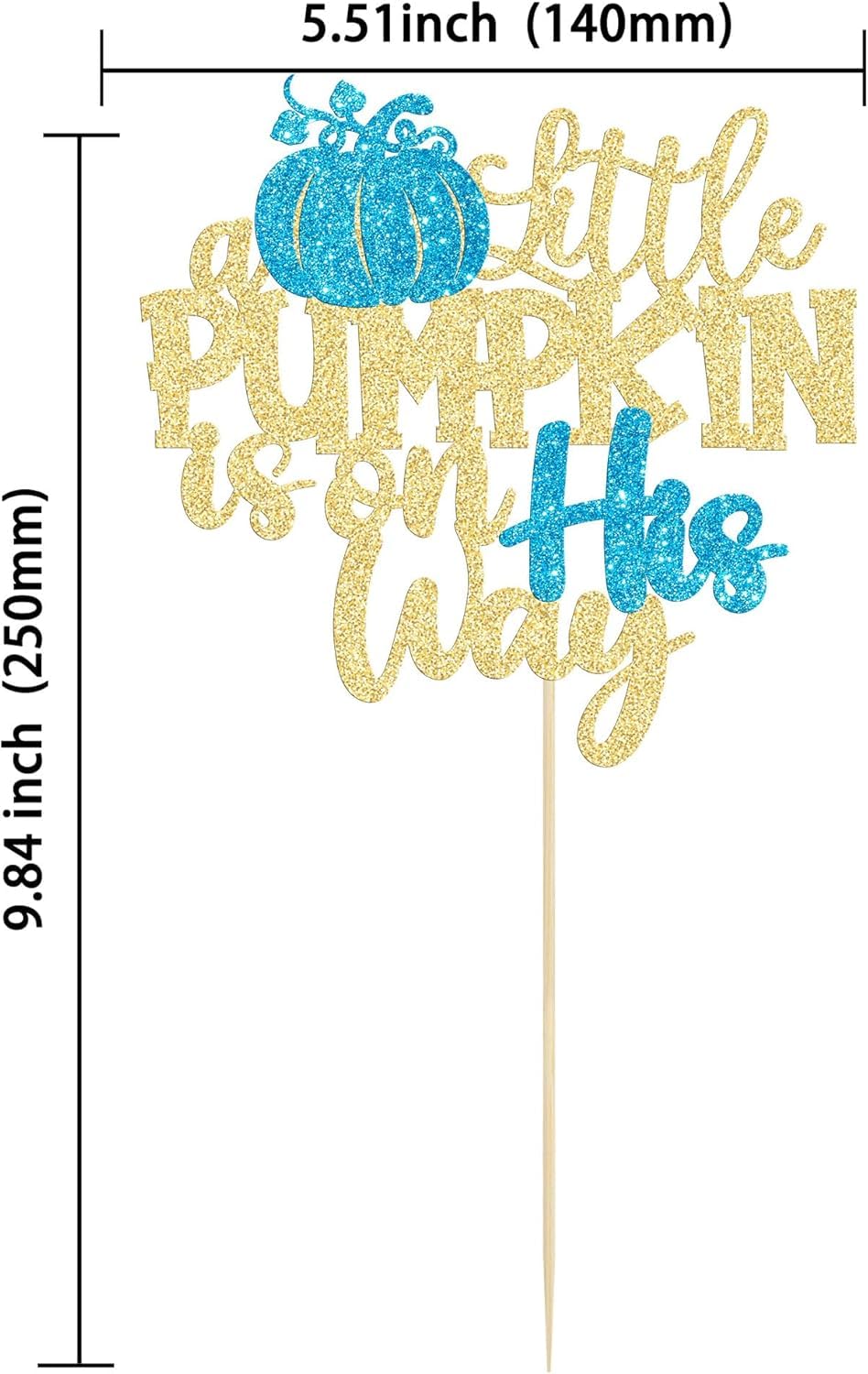 Little Pumpkin is on the Way Cake Topper, Glitter Pumpkin Baby Shower Cake Topper Decorations for Autumn/Halloween Themed Baby Shower Kids Boys Girls Birthday Party (Little Pumpkin on his way) 1