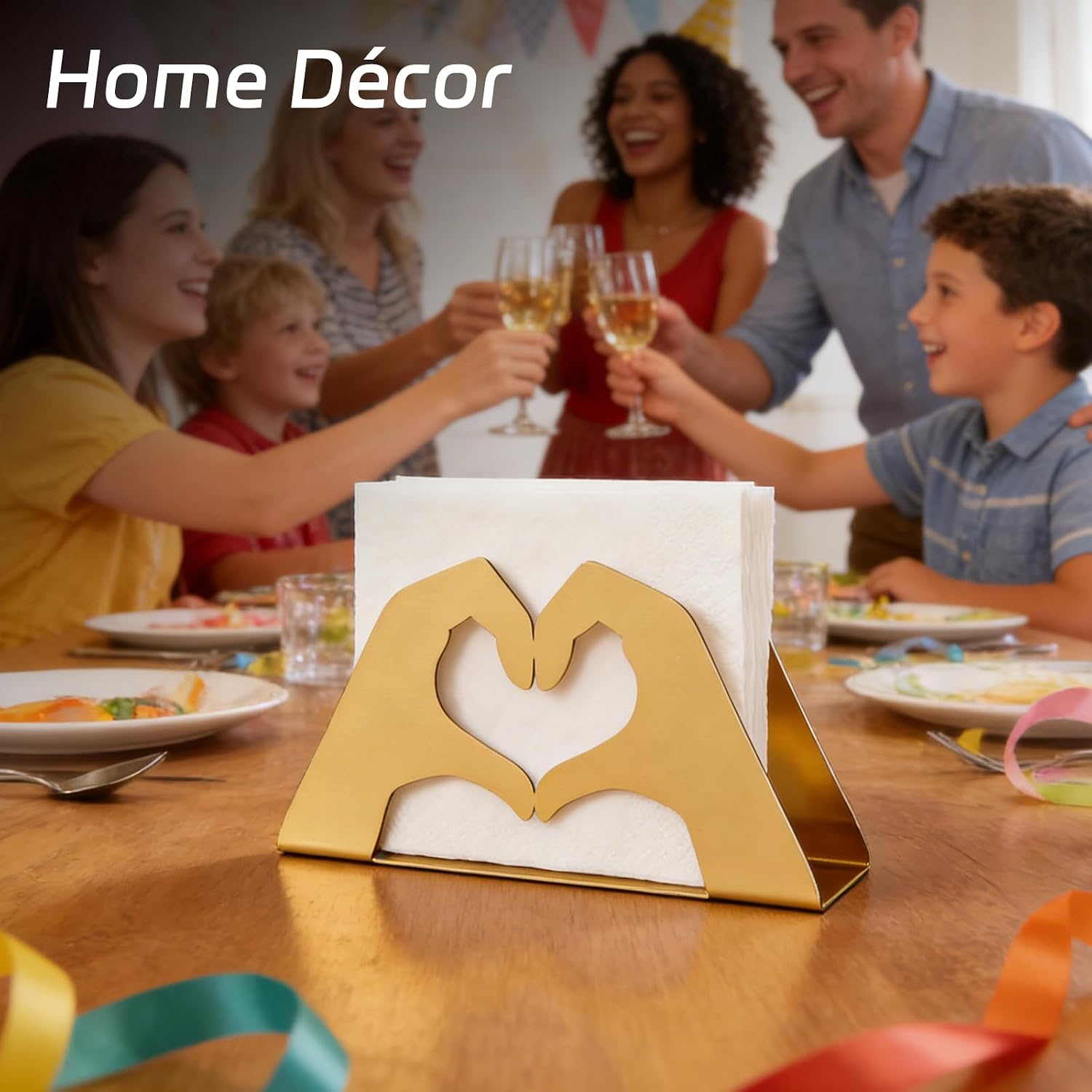 Love Heart Napkin Holder, Gold Metal Napkin Holder for Table