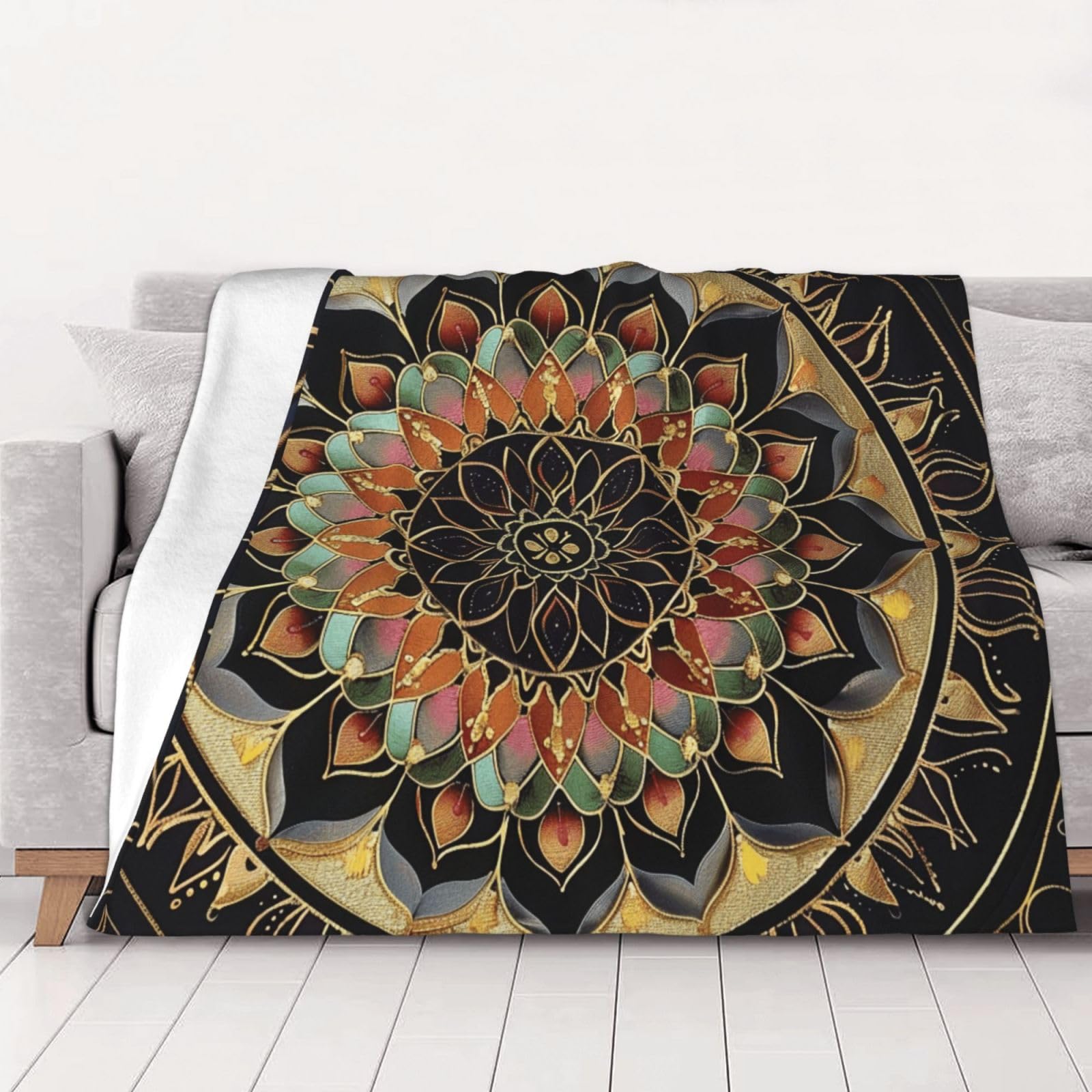 Couverture en flanelle mandala douce jeté de lit finitions premium