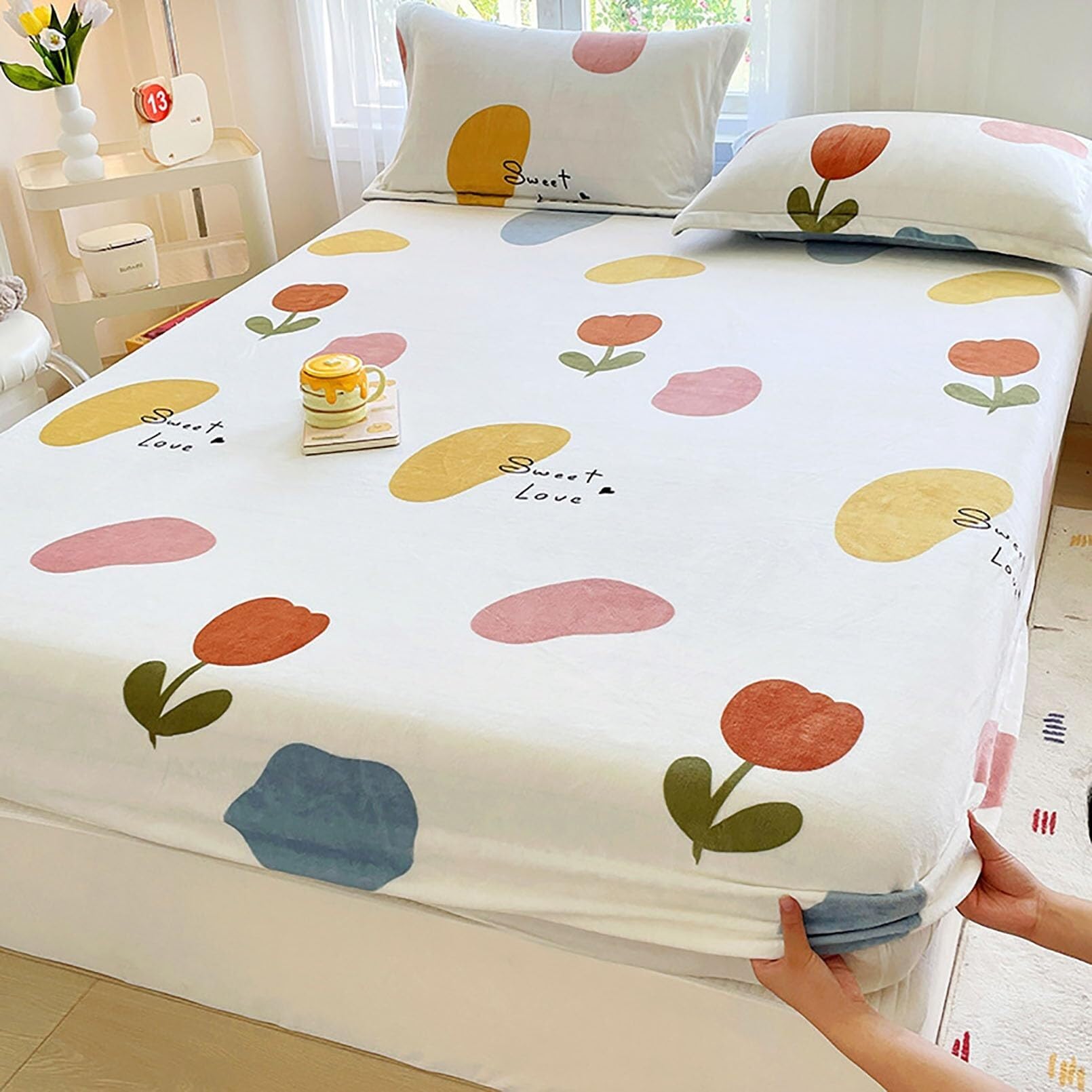 Drap-housse en velours Underzy doux lino lit chaud couverture hiver confort