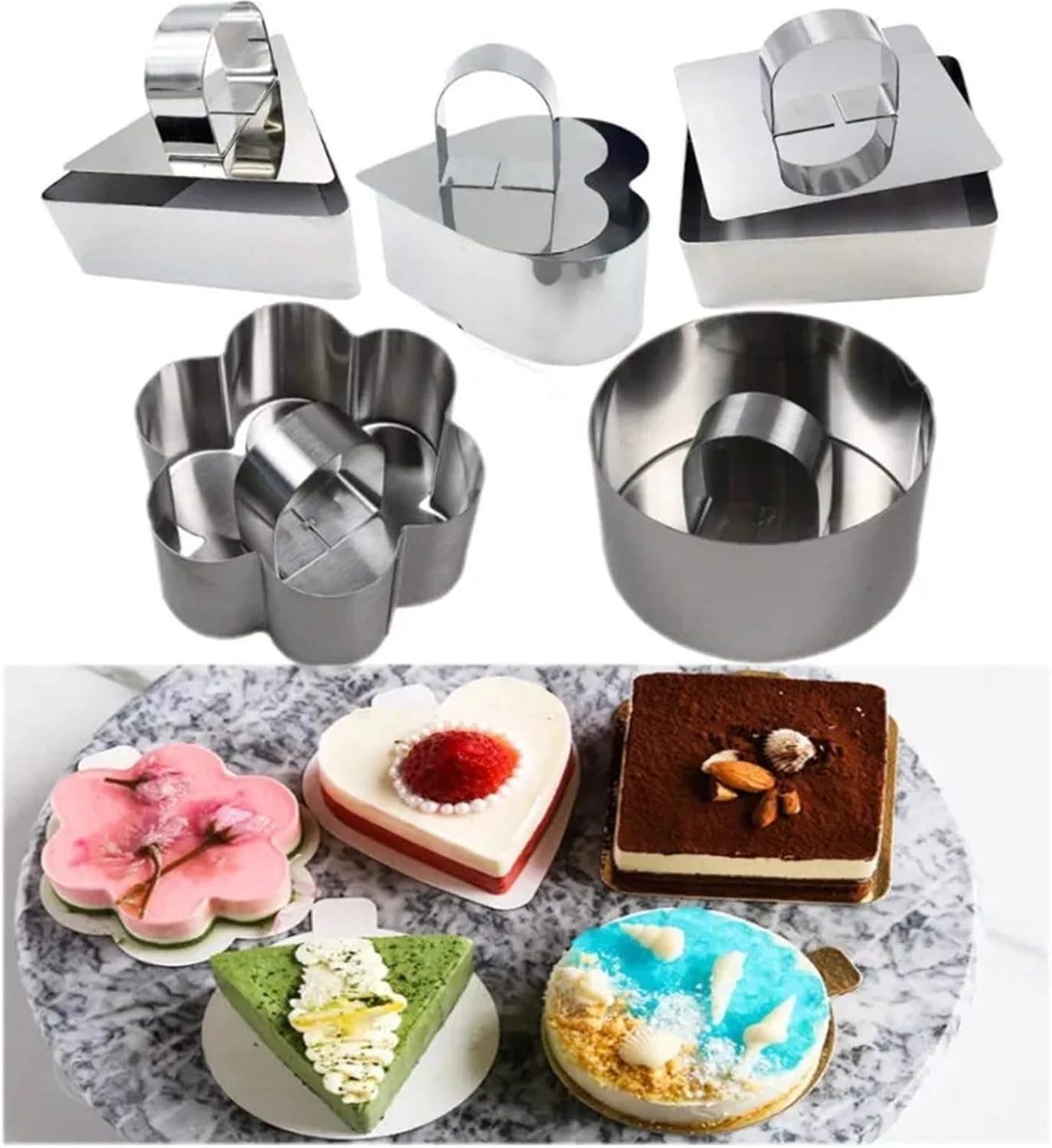 Stainless Steel Mousse Ring Baking Tools Kitchen Bakeware DIY Cupcake Salad Dessert Cake Decorting(Plum Blossom)