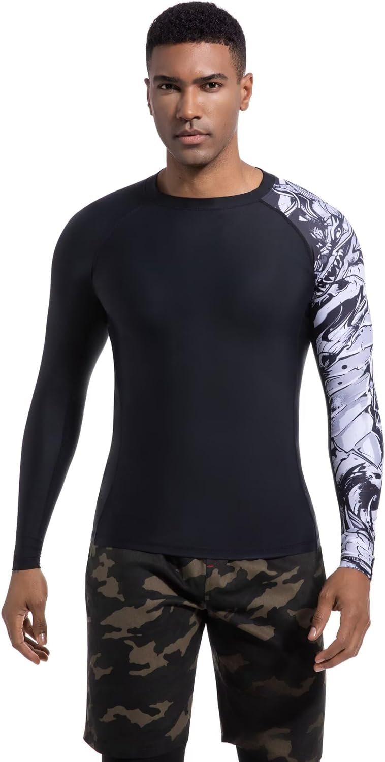 Men's Rash Guard Long Sleeve UPF 50+ Base Layer Skins Compression Shirt Performance Fit - Image 6