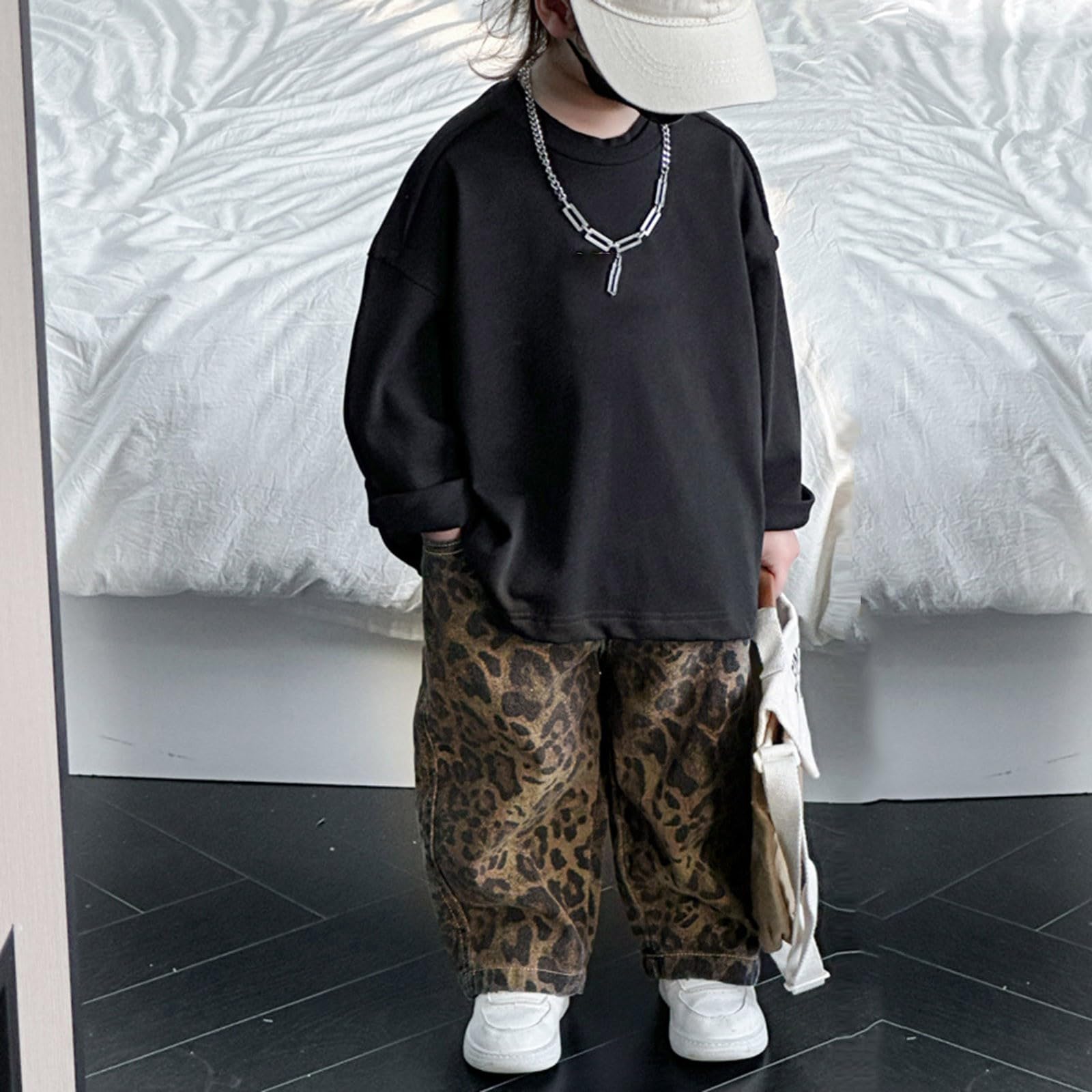 Genérico Pantalones Chandal Niño Pantalones Cargo de Moda para Niños con Cintura Elástica y Puños Confortables para Actividades Casuales de Primavera y Verano